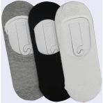 Tenda Moda Tena Moda Erkek Gri-Siyah-Beyaz 3'lü Silikonlu Babet Çorap - Standart