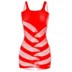 Tender Whisper Kadın Seksi File Bodysuit İç Çamaşırı Gece Elbisesi Esnek Bodycon See Through Hollow Out Babydoll Mini Elbise, Kırmızı, XS-XXL