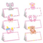 TENDFINE 48 Adet Kız Bebek Duş Yer Kartları Pembe Fil Partisi Yenidoğan Bebek Pembe Yer Kartları Masalar için Oturma Yeri Kartları İsim Çadırları Kız Bebek Duş Doğum Günü Partisi Malzemeleri