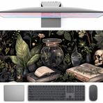 TENG DA QING Dark Academia Masa Matı Mouse Pad XL Genişletilmiş Büyük Oyun Masası Pedi Fare Altlığı, Mistik Yeşil Bitki Bilgisayar Dizüstü Bilgisayar Klavyesi ve Fare Altlığı, Kadınlar Kız Ofis için Masaüstü