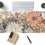 TENG DA QING Japon Minimalist Çiçekli Masa Matı Estetik Çiçekler XL Büyük Uzatılmış Oyun Mouse Pad Dikişli Kenarlar, Büyük Dizüstü Bilgisayar Klavyesi ve Fare Altlığı Kız Kadın Ofis Dekoru için 80 x 30 cm