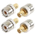 TengKo UHF Dişi - SMA Erkek Adaptör RF Koaksiyel Konnektör SO239(PL259) El Tipi Anten PL-259 Dönüştürücü İki Yönlü Telsiz RF Anten Adaptörü (4 Paket)