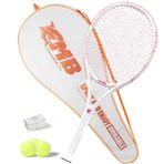 Tenis Raketi - Dayanıklı İplerle Süper Değerli Set, Rahat Kulp, Yetişkinler için 27" Profesyonel Tenis Raketi, 3 Tenis Topu, 2 Overgrip ve Tenis Çantası Pembe 1P içerir