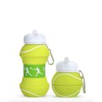 Tenis Topu Şekilli Akordiyon Su Şişesi Pratik Kullanımlı Su Şişesi - Yeşil