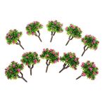Tenlacum 5.5 cm/2.2 inç Plastik Minyatür Model Ağaçlar Z Ölçer Gül Kırmızı Çiçek DIY Tren Düzeni Manzara Diorama Wargame (10 Parça)