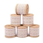 Tenlacum Doğal Çuval Bezi Kurdele Beyaz Dantel Süslemeli Kumaş Rulosu 6 Parça Çuval Bezi Rulosu Rustik Düğün Dekorasyonları için 5,8 cm Genişliğinde Kurdele El Sanatları için Dantelli Çuval Bezi 2 Metre