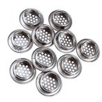 Tenlacum Gardırop ve Ayakkabı Dolapları için 304 Paslanmaz Çelik Dairesel Dolap Havalandırma Kapağı Ağ Delikli Panjur (10 Adet) (29 mm)