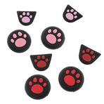 Tenlacum PS3 PS4 Xbox One/360 Controller + L2 R2 Düğmeli Kapak PS4 Pro Pembe+Kırmızı için 2 Set Kedi Pati Silikon Thumbstick Joystick Caps Cover