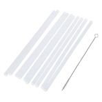 Tenlacum Şeffaf renkli tekrar kullanılabilir sert plastik yedek pipet, 10'lu paket, temizlik fırçası ile ev partisi bebek duşu, mason kavanoz, aksesuarlar