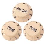 Tenlacum Strat SQ Gitar Aksesuarı için 3 Adet Elektro Gitar Kontrol Düğmesi Ses ve Ton (tanımlandığı gibi, Bej)