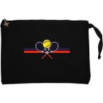 Tennis Retro Racket Siyah Clutch Astarlı Cüzdan / El Çantası - 25x18cm