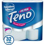 Teno Tuvalet Kağıdı 32 Rulo 2 Katlı Ultra Yumuşak ve Ekstra Dayanıklı Beyaz