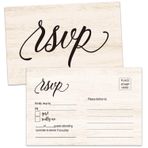 TENTADO 50 Rustik Ahşap RSVP Kartpostal, Yanıt Kartları, LCV Kartları, Düğün, Prova Akşam Yemeği, Bebek Partisi, Gelinlik, Doğum Günü, Nişan, Bekarlığa Veda Partisi Davetiyeleri için Mükemmel Yanıt Kartları.