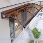 Tente Gölgelik, Dış Mekan Kapı Kanopisi Polikarbonat Pencere Tentesi, Alüminyum Braketli Çatı Yanıp Sönen Kahverengi Giriş Örtüsü 120x300 cm Ev Girişleri için Hava Koruması