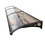 Tente Kanopisi, Dış Mekan Kapı Tente Gölgeliği 80 x 440 cm - Pencereler, Teraslar, Çatılar ve Balkonlar için Şeffaf Yağmur ve Kar Koruması Siyah Braketli - Şık Dış Kaplama Çözümü