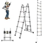 Tenttech A Tipi Çift Yönlü Teleskopik Merdiven 7+7 4,4 mt Alüminyum (2,2 Mt+2,2mt) - Gri