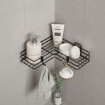 Teome Yapışkanlı Banyo Köşeliği Köşe Rafı Duş Şampuanlık Duvar Düzenleyici Organizer Raf Siyah Metal