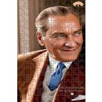 Teona Ahşap Atatürk Beyefendi Gülümsemesi Dekoratif Çift Katlı Çerçeveli Asılabilir Ahşap Puzzle 150 PARÇA 30X20