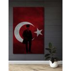 Teona Ahşap Atatürk Türk Bayrağı Ahşap Mdf Dekoratif Ev/işyeri Duvar Tablo Dikdörtgen Ev/işyeri Duvar Tablo - 50 x 35 - Kırmızı