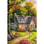 Teona Ahşap Bahar Çiçekleriyle Süslü Orman Evi Çift Katlı Çerçeveli Asılabilir Ahşap Puzzle 250 PARÇA 30X30