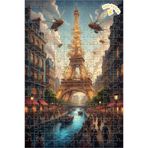 Teona Ahşap Buharlı Paris Rüyası Yağlı Boya Görünümlü Çift Katlı Çerçeveli Ahşap Puzzle 200 PARÇA 25x35
