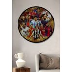 Teona Ahşap Çerçeve Görünümlü Futbol Efsaneleri Dekoratif Ahşap Mdf Ev Duvar Tablo Yuvarlak Ev Duvar Tablo - 30 x 30 - Abanoz