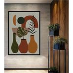Teona Ahşap Dekoratif Bohem Minimalist Soyut Çizim Ahşap Tablo Çerçeve Görünümlü Dikey Duvar Dekorasyon Tablosu - 30 x 30 - Kırmızı