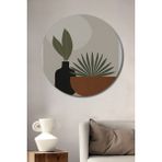Teona Ahşap Dekoratif Bohem Minimalist Soyut Çizim Ahşap Tablo Şık Yuvarlak Duvar Dekorasyon Tablosu - 50 x 50 - Yeşil