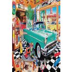Teona Ahşap Klasik Yeşil Araba Dekoratif Çift Katlı Çerçeveli Asılabilir Ahşap Puzzle 1000 PARÇA 50X70