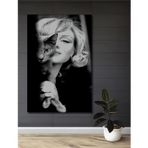 Teona Ahşap Marilyn Monroe Ve Kedi Siyah Beyaz Ahşap Dekoratif Dikdörtgen Ev,İşyeri Duvar Tablo