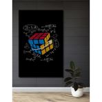 Teona Ahşap Matematik Sihri Küp Sanat Ev,antre,salon,ofis,mutfak Tablosu Görünümlü Dekoratif Ahşap - 80 x 60 - Kırmızı