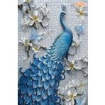 Teona Ahşap Mavi Tavus Kuşu Çiçeği Dekoratif Çift Katlı Çerçeveli Asılabilir Ahşap Puzzle 1000 PARÇA 50X70