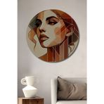 Teona Ahşap Modern Soyut Kadın Portresi Dekoratif Ahşap Mdf Yuvarlak Ev,İşyeri Duvar Tablo