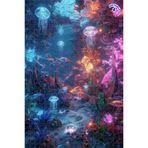 Teona Ahşap Neon Deniz Altı Fantastik Renkler Yağlı Boya Görünümlü Sanat Puzzle 600 PARÇA 50x35