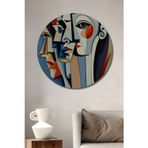 Teona Ahşap Pablo Picasso Soyut Sanat Yağlı Boya Görünümlü Ahşap Dekoratif Yuvarlak Ev,İşyeri Duvar Tablo