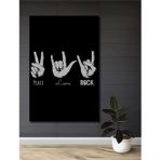 Teona Ahşap Peace Love Rock Yazısı Ve El İşaretleri Ahşap Tablosu