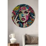 Teona Ahşap Pop Art Tarzı Patlayan İllüstrasyon Dekoratif Ahşap Mdf Yuvarlak Ev,İşyeri Duvar Tablo