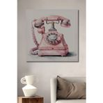 Teona Ahşap Retro Pembe Telefon Modern Ahşap Mdf Dekoratif Dikdörtgen Ev,İşyeri Duvar Tablo