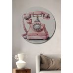 Teona Ahşap Retro Pembe Telefon Modern Ahşap Mdf Dekoratif Yuvarlak Ev,İşyeri Duvar Tablo