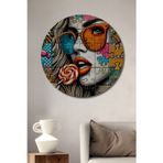 Teona Ahşap Retro Pop Art Dekoratif Ahşap Mdf Yuvarlak Ev,İşyeri Duvar Tablo