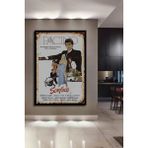 Teona Ahşap Tablo Al Pacino Scarface Sinema Retro Vintage Çerçeve Görünümlü Dikey Duvar Dekorasyon Tablosu - 70 x 50 - Kırmızı