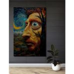 Teona Ahşap Van Gogh Yıldızlı Gece Yağlı Boya Görünümlü Dekoratif Ahşap Dikdörtgen Ev,İşyeri Duvar Tablo