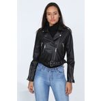 TEORA FASHION Kadın Siyah Kemerli Deri Ceket