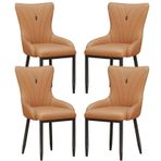 Tepeli Tasarımlı Modern Döşemeli Yemek Sandalyeleri, Nailhead Trim ve Masif Ahşap Ayaklı 2'li Set