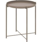 Tepsili Sehpa, Yuvarlak Bej Renk IKEA Çıkarılabilir Tepsi - Modern Sehpa 45x53 Cm
