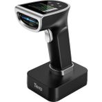 Tera HW0015 Kablosuz 1d 2d Qr Barkod Okuyucu | Ekranlı & Programlanabilir | Bluetooth + 2.4g + USB Bağlantı | Şarj Standlı El Tipi Tarayıcı - Gümüş - Siyah