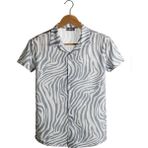Terapi Men 21Y-4300594-06 Kısa Kollu Pamuklu Desenli Slim Fit Apaş Yaka Erkek Gömlek
