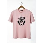 Terapi Men 22Y-3400761-2 Aslan Baskılı Bisiklet Yaka Oversize Rahat Kalıp Basic Erkek T-shirt