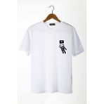 Terapi Men 22Y-3400761-3 Astronot Baskılı Bisiklet Yaka Oversize Rahat Kalıp Basic T-Shirt