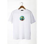 Terapi Men 22Y-3400762-64 Bisiklet Yaka Önü Smiley Baskılı Oversize Beyaz Erkek T-shirt